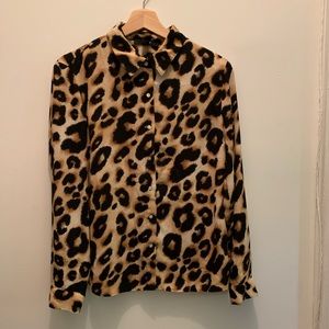 Forever 21 Long Sleeve Leopard Print Blouse